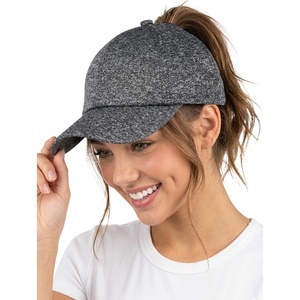 image:imageFunky Junque Criss Cross Ponytail Cap Messy Bun Distressed Baseball Hat  Ponytail messy bun baseball cap for women with crisscross elastic bands for beach gym gardening sporting events amp workJersey  Black Heather