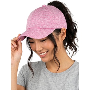 image:imageFunky Junque Criss Cross Ponytail Cap Messy Bun Distressed Baseball Hat  Ponytail messy bun baseball cap for women with crisscross elastic bands for beach gym gardening sporting events amp workJersey  Pink Heather