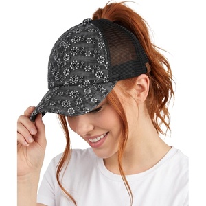 image:imageFunky Junque Criss Cross Ponytail Cap Messy Bun Distressed Baseball Hat  Ponytail messy bun baseball cap for women with crisscross elastic bands for beach gym gardening sporting events amp workEyelet  Black