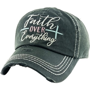 image:imageFunky Junque Distressed Baseball Cap Vintage Embroidered Dad Hat  Soft cotton distressed cap with vintage embroidery for music festivals road trips brunch amp weekend styleFaith Over Everything  Black