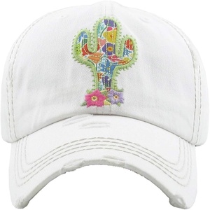 image:imageFunky Junque Distressed Baseball Cap Vintage Embroidered Dad Hat  Soft cotton distressed cap with vintage embroidery for music festivals road trips brunch amp weekend styleCactus  White