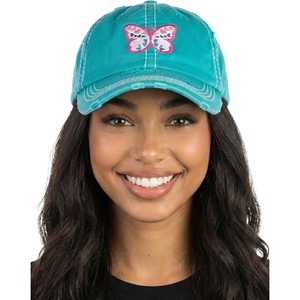 image:imageFunky Junque Distressed Baseball Cap Vintage Embroidered Dad Hat  Soft cotton distressed cap with vintage embroidery for music festivals road trips brunch amp weekend styleButterfly Hearts  Turquoise