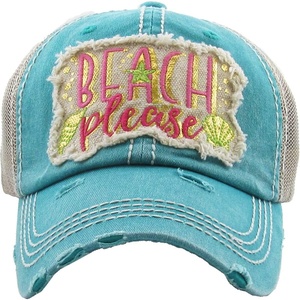 image:imageFunky Junque Distressed Baseball Cap Vintage Embroidered Dad Hat  Soft cotton distressed cap with vintage embroidery for music festivals road trips brunch amp weekend styleBeach Please Metallic  Teal