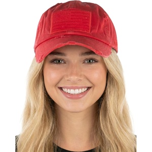 image:imageFunky Junque Distressed Baseball Cap Vintage Embroidered Dad Hat  Soft cotton distressed cap with vintage embroidery for music festivals road trips brunch amp weekend styleAmerican Flag  Red  Red Flag