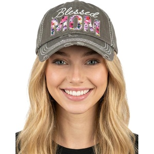 image:imageFunky Junque Distressed Baseball Cap Vintage Embroidered Dad Hat  Soft cotton distressed cap with vintage embroidery for music festivals road trips brunch amp weekend styleBlessed Mom  Dove Grey