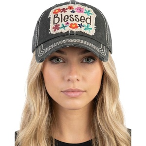 image:imageFunky Junque Distressed Baseball Cap Vintage Embroidered Dad Hat  Soft cotton distressed cap with vintage embroidery for music festivals road trips brunch amp weekend styleBlessed  Black
