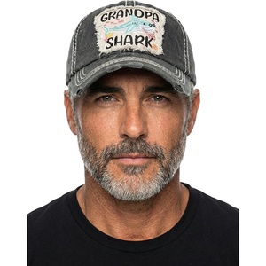 image:imageFunky Junque Distressed Baseball Cap Vintage Embroidered Dad Hat  Soft cotton distressed cap with vintage embroidery for music festivals road trips brunch amp weekend styleGrandpa Shark  Black