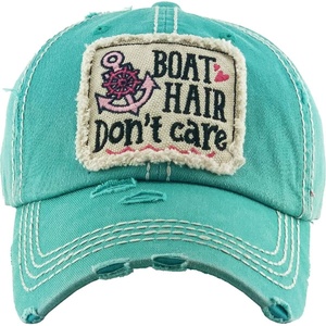 image:imageFunky Junque Distressed Baseball Cap Vintage Embroidered Dad Hat  Soft cotton distressed cap with vintage embroidery for music festivals road trips brunch amp weekend styleBoat Hair Dont Care  Teal