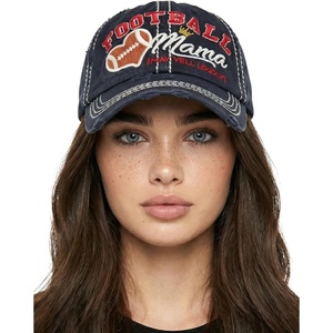 image:imageFunky Junque Distressed Baseball Cap Vintage Embroidered Dad Hat  Soft cotton distressed cap with vintage embroidery for music festivals road trips brunch amp weekend styleFootball Mama  Black