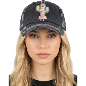 image:imageFunky Junque Distressed Baseball Cap Vintage Embroidered Dad Hat  Soft cotton distressed cap with vintage embroidery for music festivals road trips brunch amp weekend styleCactus  Black