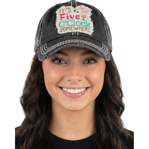 image:imageFunky Junque Distressed Baseball Cap Vintage Embroidered Dad Hat  Soft cotton distressed cap with vintage embroidery for music festivals road trips brunch amp weekend styleIts Five Oclock Somewhere  Black