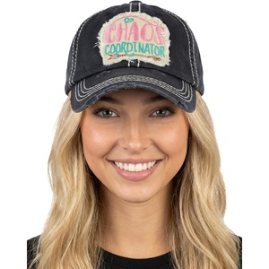 image:imageFunky Junque Distressed Baseball Cap Vintage Embroidered Dad Hat  Soft cotton distressed cap with vintage embroidery for music festivals road trips brunch amp weekend styleChaos Coordinator  Black