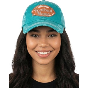 image:imageFunky Junque Distressed Baseball Cap Vintage Embroidered Dad Hat  Soft cotton distressed cap with vintage embroidery for music festivals road trips brunch amp weekend styleFootball Mama  Turquoise