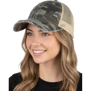 image:imageFunky Junque Distressed Mesh Low Profile Trucker Hat Snapback Cap  Distressed trucker with breathable mesh panels for rodeos country concerts ranch work festivals amp Western styleBlack CamoBeige Mesh