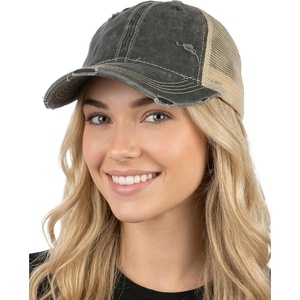 image:imageFunky Junque Distressed Mesh Low Profile Trucker Hat Snapback Cap  Distressed trucker with breathable mesh panels for rodeos country concerts ranch work festivals amp Western styleWashed BlackBeige Mesh