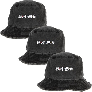 image:imageFunky Junque Embroidered Bridal Bucket Hat  Lightweight Cotton Bucket Hat with Sun Protection Beach Festival and Sun Reversible Bucket Hats for Women3 Pack Babe  Black