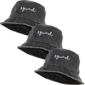 image:imageFunky Junque Embroidered Bridal Bucket Hat  Lightweight Cotton Bucket Hat with Sun Protection Beach Festival and Sun Reversible Bucket Hats for Women3 Pack 3 Squad