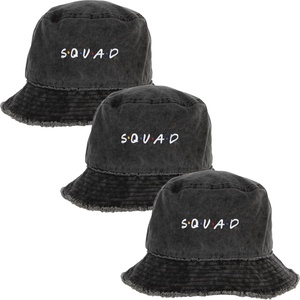 image:imageFunky Junque Embroidered Bridal Bucket Hat  Lightweight Cotton Bucket Hat with Sun Protection Beach Festival and Sun Reversible Bucket Hats for Women3 Pack Squad  Black