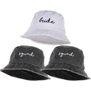 image:imageFunky Junque Embroidered Bridal Bucket Hat  Lightweight Cotton Bucket Hat with Sun Protection Beach Festival and Sun Reversible Bucket Hats for Women3 Pack 1 Bride  2 Squad