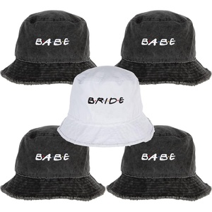 image:imageFunky Junque Embroidered Bridal Bucket Hat  Lightweight Cotton Bucket Hat with Sun Protection Beach Festival and Sun Reversible Bucket Hats for Women5 Pack 1 Bride  4 Babe