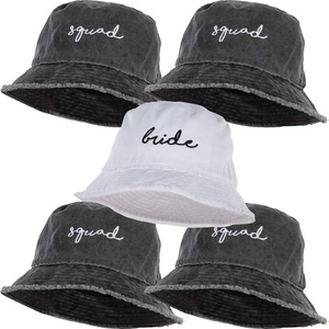 image:imageFunky Junque Embroidered Bridal Bucket Hat  Lightweight Cotton Bucket Hat with Sun Protection Beach Festival and Sun Reversible Bucket Hats for Women5 Pack 1 Bride  4 Squad