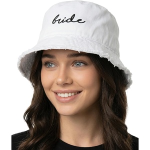 image:imageFunky Junque Embroidered Bridal Bucket Hat  Lightweight Cotton Bucket Hat with Sun Protection Beach Festival and Sun Reversible Bucket Hats for WomenBride  White