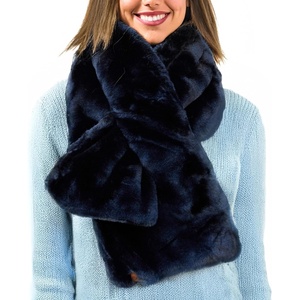 image:imageFunky Junque Faux Fur Shawl Wrap for Women  Ultra Soft Winter Lined Neck Scarf Elegant PullThru Wrap for Cold WeatherBlack