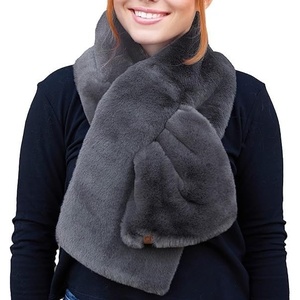 image:imageFunky Junque Faux Fur Shawl Wrap for Women  Ultra Soft Winter Lined Neck Scarf Elegant PullThru Wrap for Cold WeatherDark Grey