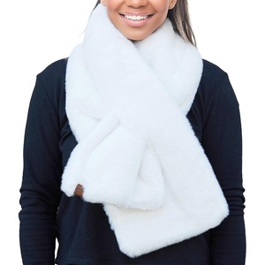 image:imageFunky Junque Faux Fur Shawl Wrap for Women  Ultra Soft Winter Lined Neck Scarf Elegant PullThru Wrap for Cold WeatherIvory
