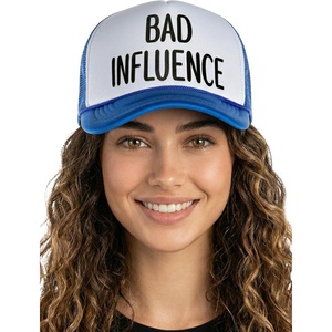 image:imageFunky Junque Funny Retro Foam Trucker Hat  Adult Humor Mesh Snapback for Bachelorette Girls Trip Weekend amp Birthday GiftBad Influence  Royal BlueWhite