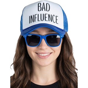 image:imageFunky Junque Funny Retro Foam Trucker Hat  Adult Humor Mesh Snapback for Bachelorette Girls Trip Weekend amp Birthday GiftHat  Sunnies Set  Bad Influence Royal Blue