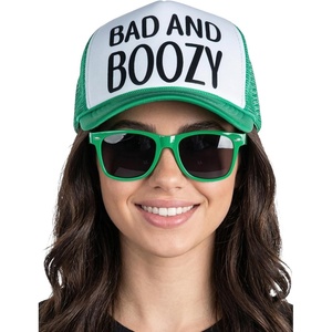 image:imageFunky Junque Funny Retro Foam Trucker Hat  Adult Humor Mesh Snapback for Bachelorette Girls Trip Weekend amp Birthday GiftHat  Sunnies Set  Bad and Boozy Kelly Green