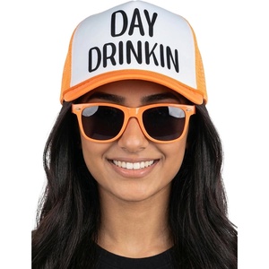 image:imageFunky Junque Funny Retro Foam Trucker Hat  Adult Humor Mesh Snapback for Bachelorette Girls Trip Weekend amp Birthday GiftHat  Sunnies Set  Day Drinkin Neon Orange