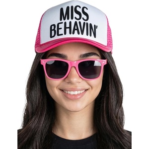 image:imageFunky Junque Funny Retro Foam Trucker Hat  Adult Humor Mesh Snapback for Bachelorette Girls Trip Weekend amp Birthday GiftHat  Sunnies Set  Miss Behavin Hot Pink