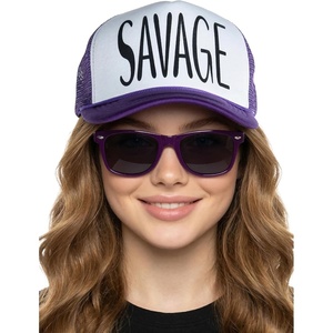 image:imageFunky Junque Funny Retro Foam Trucker Hat  Adult Humor Mesh Snapback for Bachelorette Girls Trip Weekend amp Birthday GiftHat  Sunnies Set  Savage Purple
