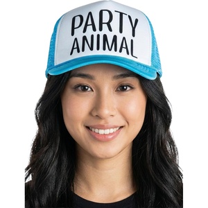 image:imageFunky Junque Funny Retro Foam Trucker Hat  Adult Humor Mesh Snapback for Bachelorette Girls Trip Weekend amp Birthday GiftParty Animal  AquaWhite