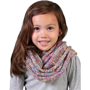 image:imageFunky Junque Girls Scarves 100 Acrylic Knit Kids Infinity Scarf Toddler Balaclava Neck Warmer Winter Circle GaiterPink  Yellow  Hot Pink  Teal  4 Tone Mix