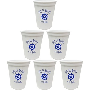 image:imageFunky Junque Girls Weekend Fun Party Cups Durable 16oz Plastic Cup  12 Hello Sunshine Yellow6 Life Is Better At The Lake White