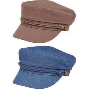 image:imageFunky Junque Greek Fisherman Newsboy Cap Cotton Captains Bakerboy Hat  Breathable cotton fisherman cap with flat round top for everyday style sun protection travel amp timeless looks2 Pack  Brown  Denim