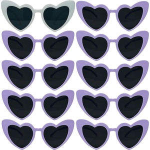 image:imageFunky Junque Heart Shaped Sunglasses Women Fashion Eyewear  Sturdy plastic heart shaped sunglasses with playful frames for bachelorette parties girls night out amp photos10 Pack  1 White  9 Violet