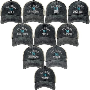 image:imageFunky Junque Ill Bring The Mesh Trucker Hats  Lightweight Cotton Cap with Sun Protection Golf Beach and Bachelorette Parties Casual Caps for Women10 Pack  Ill Bring Thebad Decisions  Alibi  Dance Moves  Good Times  Party  Sarcasm  Shenanigans  Vodka  Beer  Whiskey