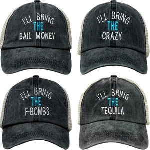 image:imageFunky Junque Ill Bring The Mesh Trucker Hats  Lightweight Cotton Cap with Sun Protection Golf Beach and Bachelorette Parties Casual Caps for Women4 Pack  Ill Bring the Crazy  Bail Money  Fbombs  Tequila