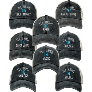 image:imageFunky Junque Ill Bring The Mesh Trucker Hats  Lightweight Cotton Cap with Sun Protection Golf Beach and Bachelorette Parties Casual Caps for Women8 Pack  Ill Bring the Bail Money  Excuses  Snacks  Trouble  Bad Decisions  Dance Moves  Music  Beer