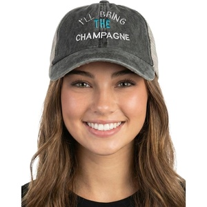 image:imageFunky Junque Ill Bring The Mesh Trucker Hats  Lightweight Cotton Cap with Sun Protection Golf Beach and Bachelorette Parties Casual Caps for WomenIll Bring the Champagne  Washed BlackTeal