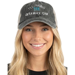 image:imageFunky Junque Ill Bring The Mesh Trucker Hats  Lightweight Cotton Cap with Sun Protection Golf Beach and Bachelorette Parties Casual Caps for WomenIll Bring the Getaway Car  Washed BlackTeal