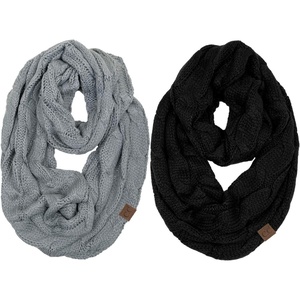 image:imageFunky Junque Infinity Scarf for Women  Oversized Chunky Cable Knit Warm Winter Womens Infinity Neck Scarves Circle Wrap2 Pack Black  Dove Grey