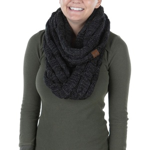 image:imageFunky Junque Infinity Scarf for Women  Oversized Chunky Cable Knit Warm Winter Womens Infinity Neck Scarves Circle WrapBlack  Tricolor Mix
