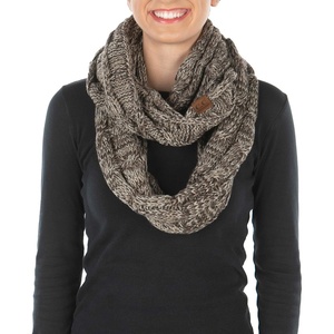 image:imageFunky Junque Infinity Scarf for Women  Oversized Chunky Cable Knit Warm Winter Womens Infinity Neck Scarves Circle WrapBrown  Tricolor Mix