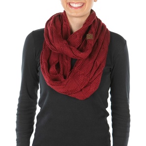 image:imageFunky Junque Infinity Scarf for Women  Oversized Chunky Cable Knit Warm Winter Womens Infinity Neck Scarves Circle WrapBurgundy