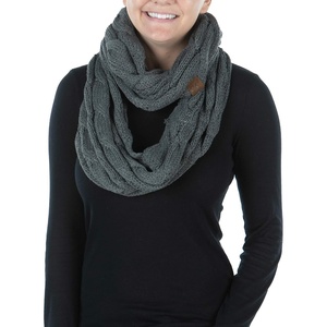 image:imageFunky Junque Infinity Scarf for Women  Oversized Chunky Cable Knit Warm Winter Womens Infinity Neck Scarves Circle WrapCharcoal
